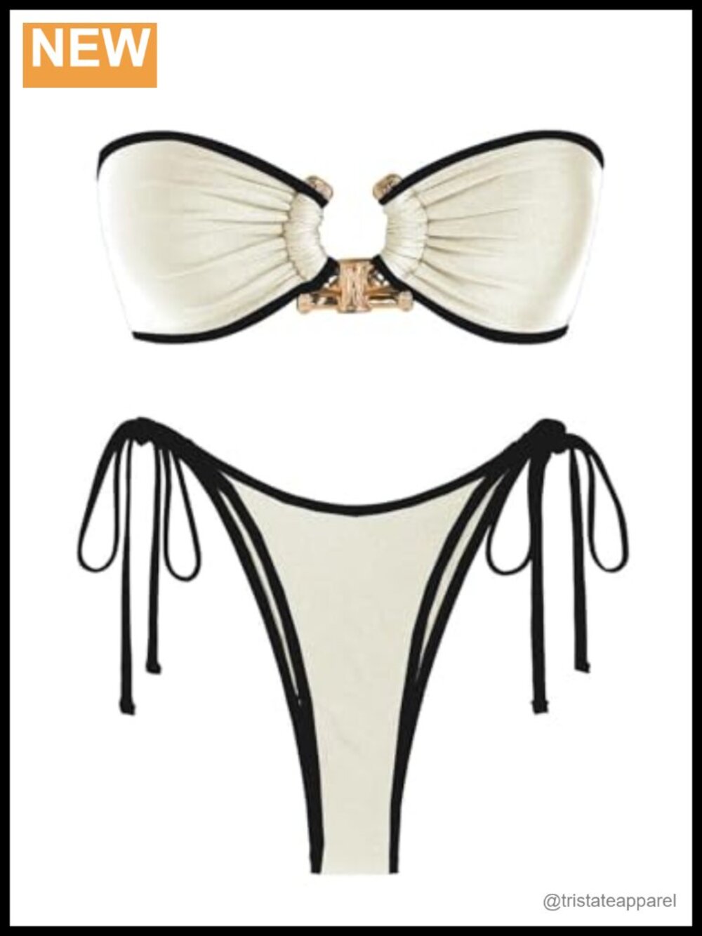 Women's Strapless High Cut Bikini Set Removable Pads Swimwear